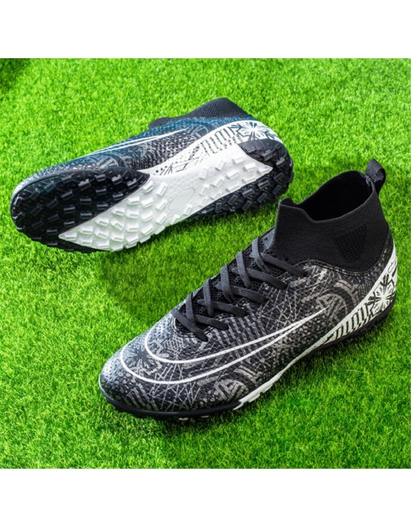 Men Kids's Soccer Cleats Outdoor Football Baseball Lacrosse Softball Rugby Shoes TF Black