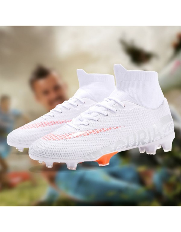 Soccer Cleats Men Kids High Top Women for Football Cleats for Big Boy FG White