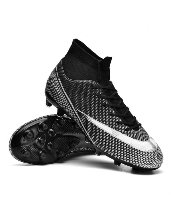 Men's Non Slip Football Cleat With Spikes, Professional Comfy Outdoor Breathable Soccer Cleats & Shoes For Training Competition AG Black