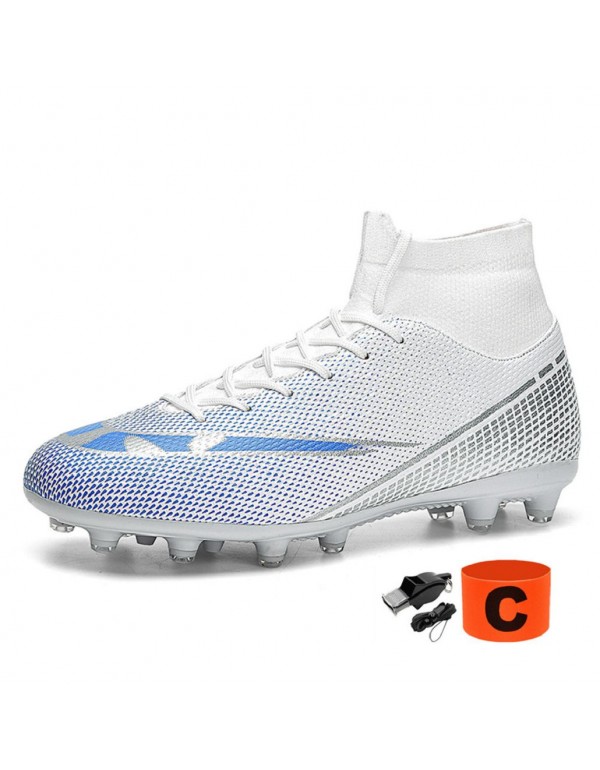 Mens Slip Resistant Football Cleats with Razor Cut Spikes AG White