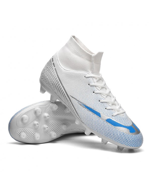 Mens Slip Resistant Football Cleats with Razor Cut Spikes AG White