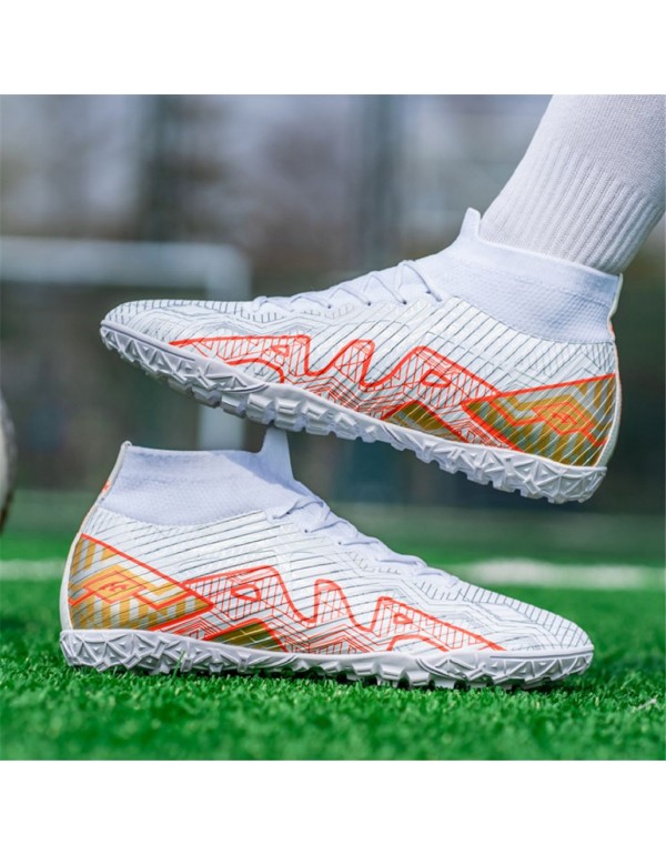 All Season Pro Soccer Cleats: Non Slip, High Traction, Breathable & Ankle Support Design for Elite Athletes TF White