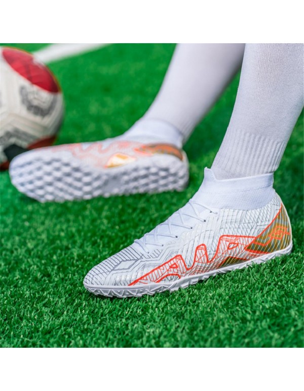 All Season Pro Soccer Cleats: Non Slip, High Traction, Breathable & Ankle Support Design for Elite Athletes TF White