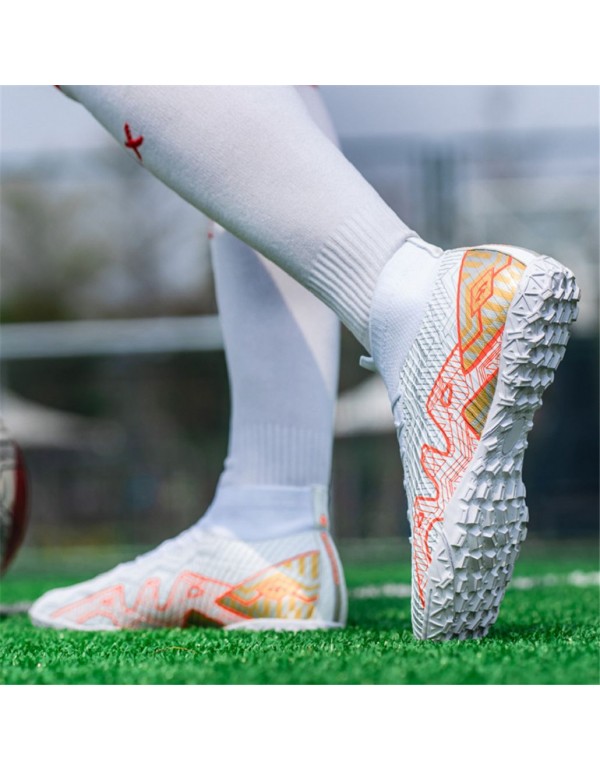 All Season Pro Soccer Cleats: Non Slip, High Traction, Breathable & Ankle Support Design for Elite Athletes TF White