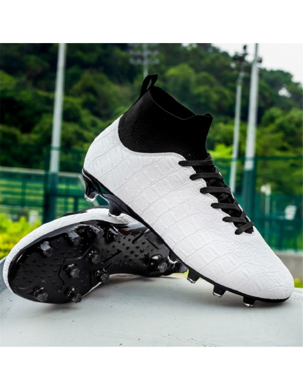 Men's Non Slip High Top Soccer Boots FG White