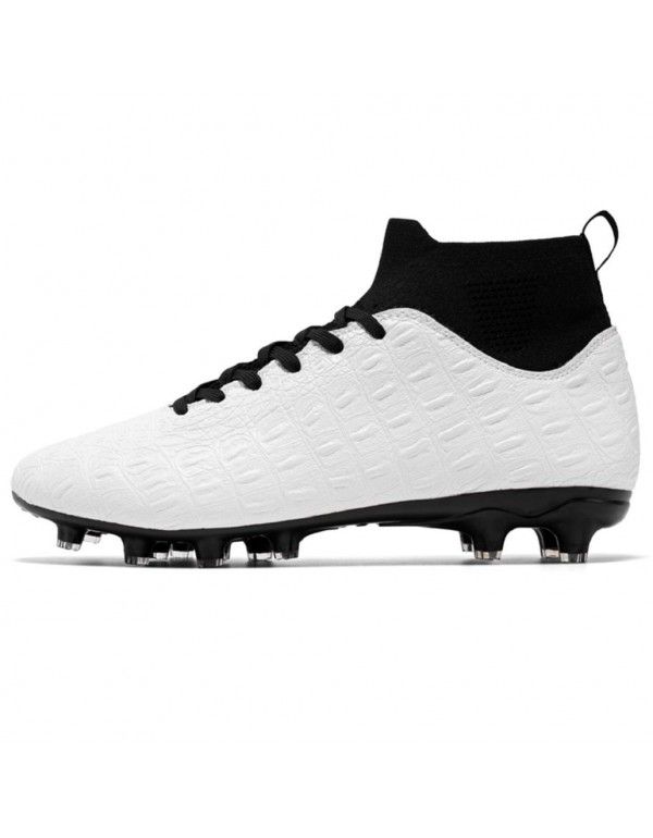 Men's Non Slip High Top Soccer Boots FG White