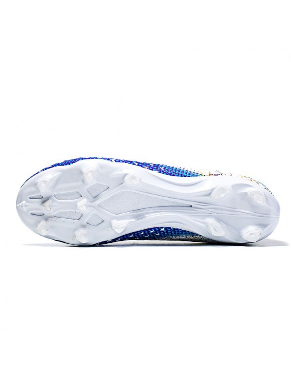 Mens & Womens Soccer Shoes FG White Blue