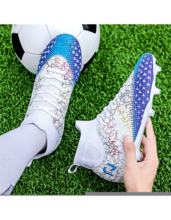 Mens & Womens Soccer Shoes FG White Blue