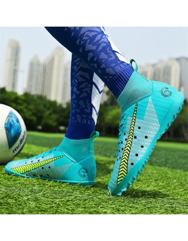 Mens Stylish High Top Turf Football Boots TF Green