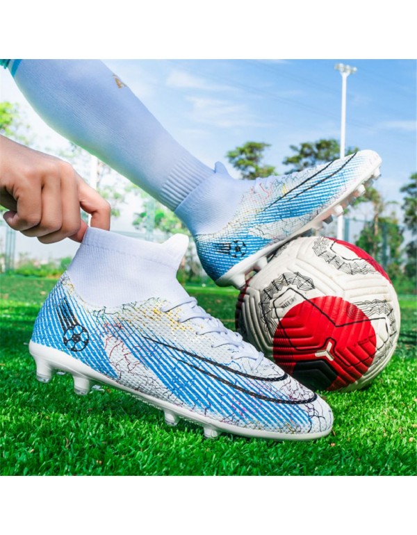 Unisex Adult Soccer Cleats Lightweight Futsal Training Football Shoes for Big Boys AG White