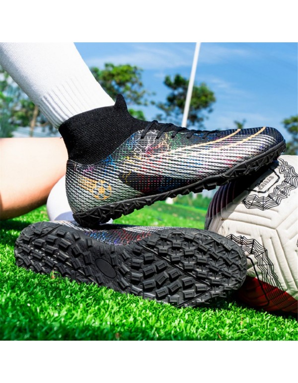 Soccer Cleats Men Kids Football Cleats Women Kids Soccer Shoes TF Black