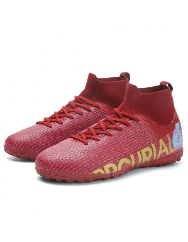 Men Kids Athletic Outdoor Indoor Comfortable Soccer Shoes Boys Football Student Cleats Sneaker Shoes High Gripping Power TF Red