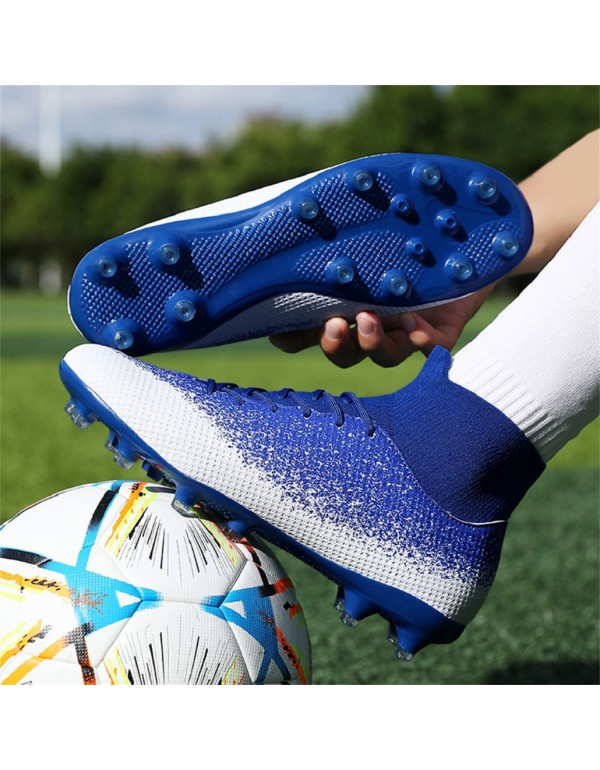 Men Kids's Soccer Cleats Outdoor Football Baseball Lacrosse Softball Rugby Shoes AG Blue White