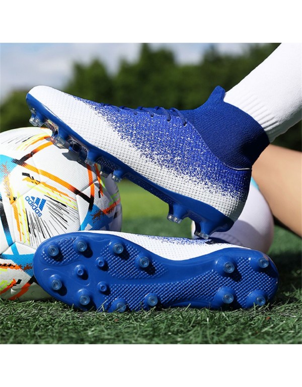 Men Kids's Soccer Cleats Outdoor Football Baseball Lacrosse Softball Rugby Shoes AG Blue White