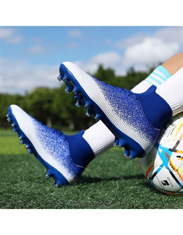 Men Kids's Soccer Cleats Outdoor Football Baseball Lacrosse Softball Rugby Shoes AG Blue White