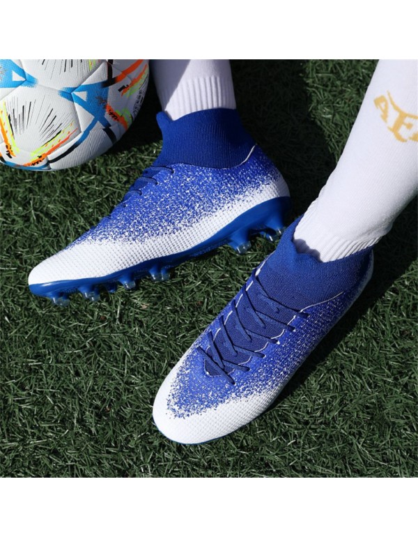 Men Kids's Soccer Cleats Outdoor Football Baseball Lacrosse Softball Rugby Shoes AG Blue White