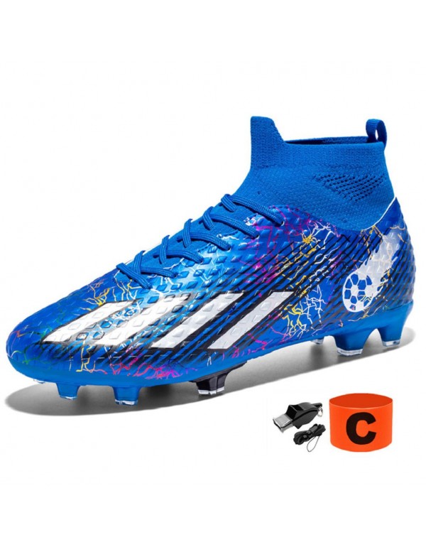 Men Kids's Soccer Cleats Football Boots Professional Training Men Kids Outdoor Indoor Sports Athletic Big Boy's Sneaker FG Blue