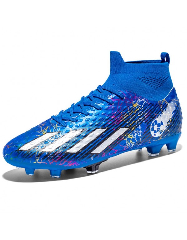 Men Kids's Soccer Cleats Football Boots Professional Training Men Kids Outdoor Indoor Sports Athletic Big Boy's Sneaker FG Blue