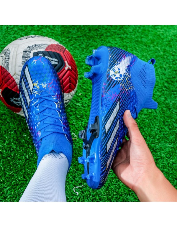 Men Kids's Soccer Cleats Football Boots Professional Training Men Kids Outdoor Indoor Sports Athletic Big Boy's Sneaker FG Blue