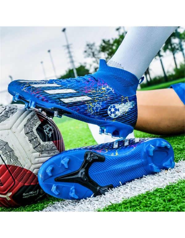 Men Kids's Soccer Cleats Football Boots Professional Training Men Kids Outdoor Indoor Sports Athletic Big Boy's Sneaker FG Blue