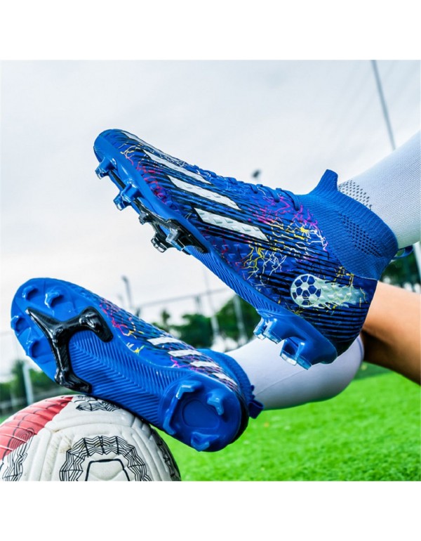 Men Kids's Soccer Cleats Football Boots Professional Training Men Kids Outdoor Indoor Sports Athletic Big Boy's Sneaker FG Blue