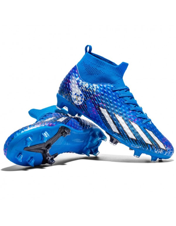 Men Kids's Soccer Cleats Football Boots Professional Training Men Kids Outdoor Indoor Sports Athletic Big Boy's Sneaker FG Blue