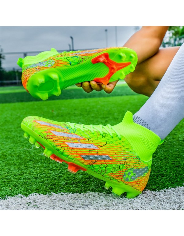 Men Kids's Soccer Shoes Firm Ground Soccer Cleats Adults Athletic Outdoor Indoor Professional Futsal Football Training Sneakers FG Green