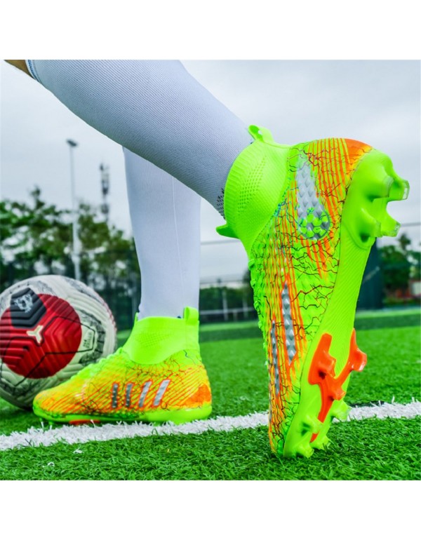 Men Kids's Soccer Shoes Firm Ground Soccer Cleats Adults Athletic Outdoor Indoor Professional Futsal Football Training Sneakers FG Green