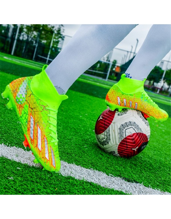 Men Kids's Soccer Shoes Firm Ground Soccer Cleats Adults Athletic Outdoor Indoor Professional Futsal Football Training Sneakers FG Green