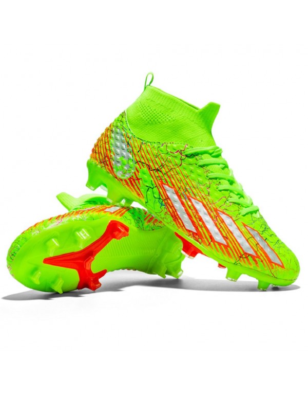 Men Kids's Soccer Shoes Firm Ground Soccer Cleats Adults Athletic Outdoor Indoor Professional Futsal Football Training Sneakers FG Green