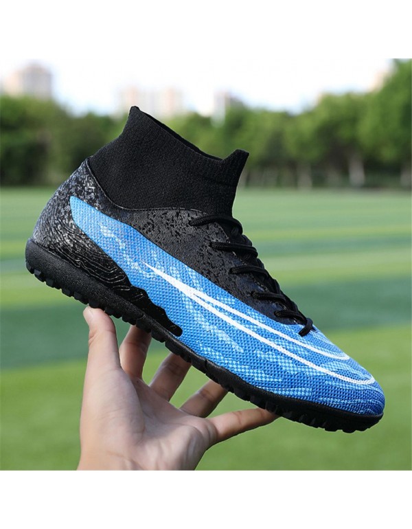 Unisex Premium High Top Soccer Cleats TF Blue White