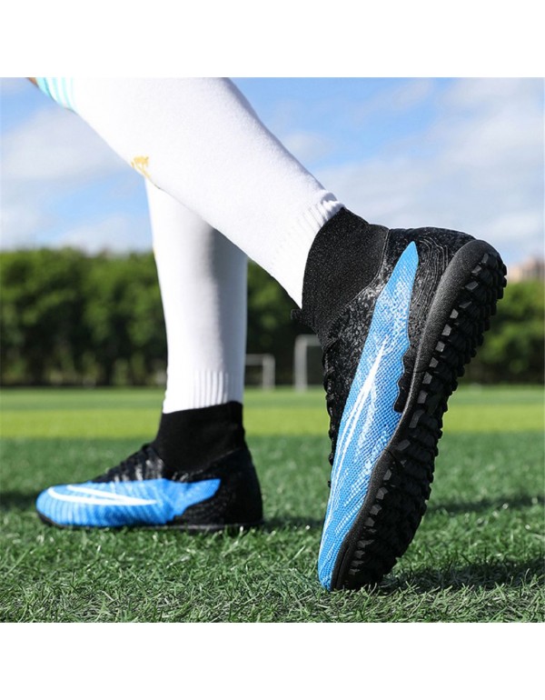 Unisex Premium High Top Soccer Cleats TF Blue White