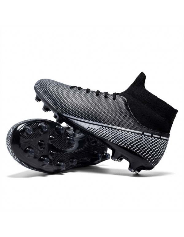 Men Kids Soccer Cleats Women Kids Football Cleats Youth Soccer Shoes for Big Boys AG Black