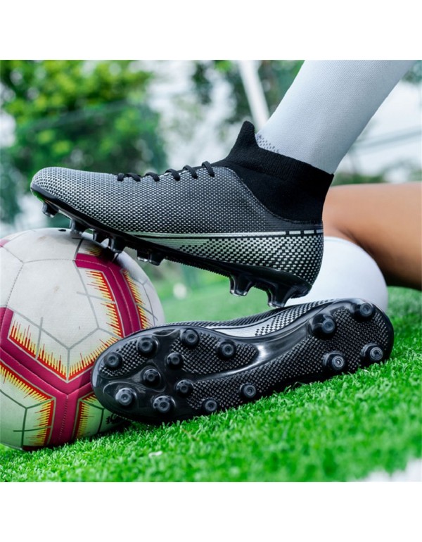 Men Kids Soccer Cleats Women Kids Football Cleats Youth Soccer Shoes for Big Boys AG Black