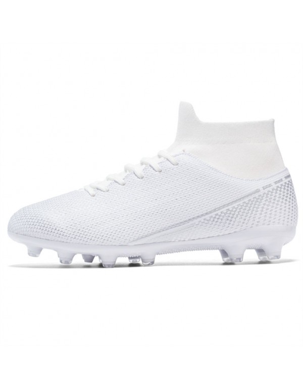 Soccer Cleats Men Kids Football Cleats Women Kids Soccer Shoes AG White