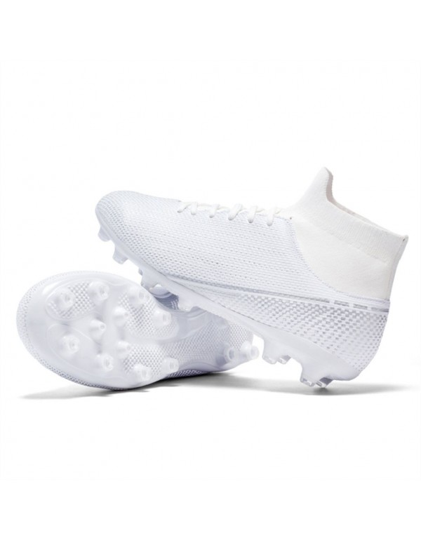 Soccer Cleats Men Kids Football Cleats Women Kids Soccer Shoes AG White