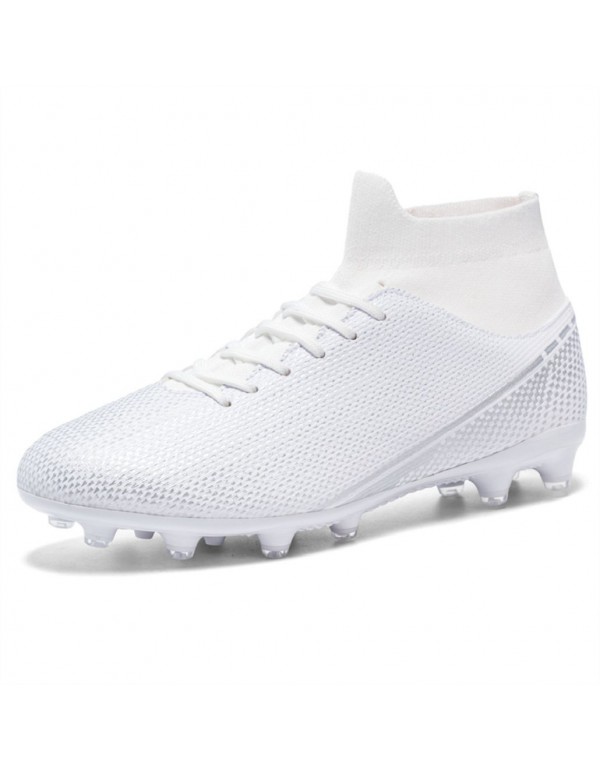 Soccer Cleats Men Kids Football Cleats Women Kids Soccer Shoes AG White