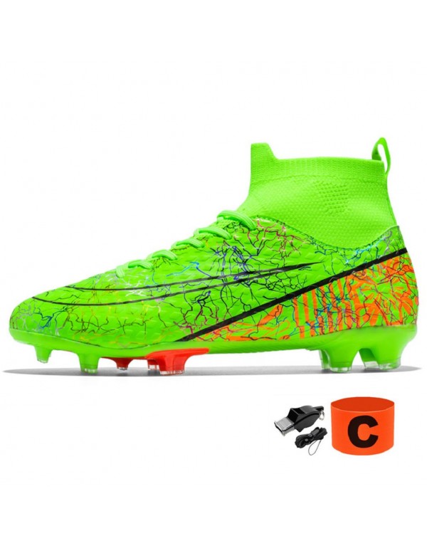 Unisex Soccer Cleats for Men Kids Women Kids Football Cleats High top Indoor Outdoor Training Soccer Shoes FG Green