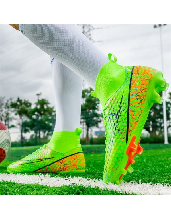 Unisex Soccer Cleats for Men Kids Women Kids Football Cleats High top Indoor Outdoor Training Soccer Shoes FG Green