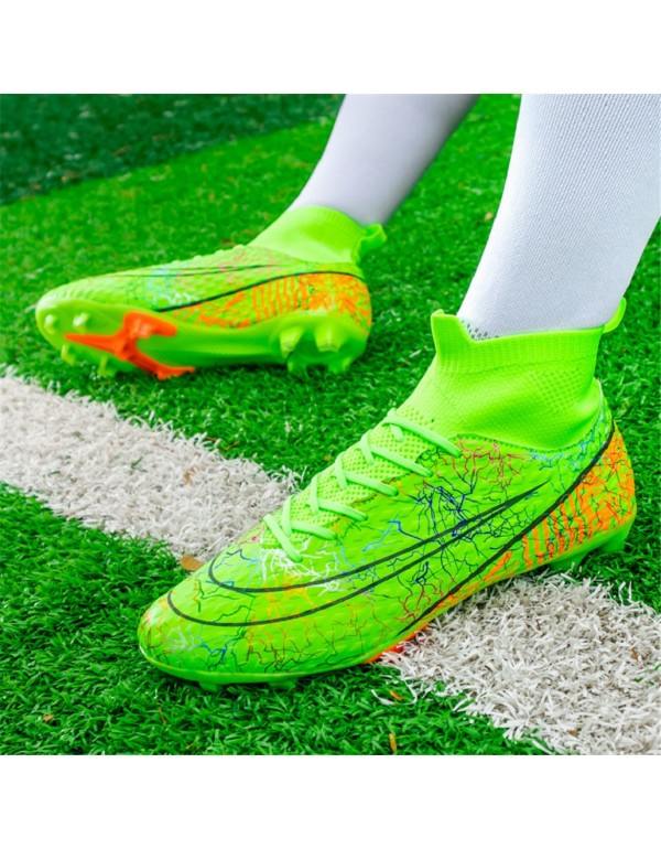 Unisex Soccer Cleats for Men Kids Women Kids Football Cleats High top Indoor Outdoor Training Soccer Shoes FG Green