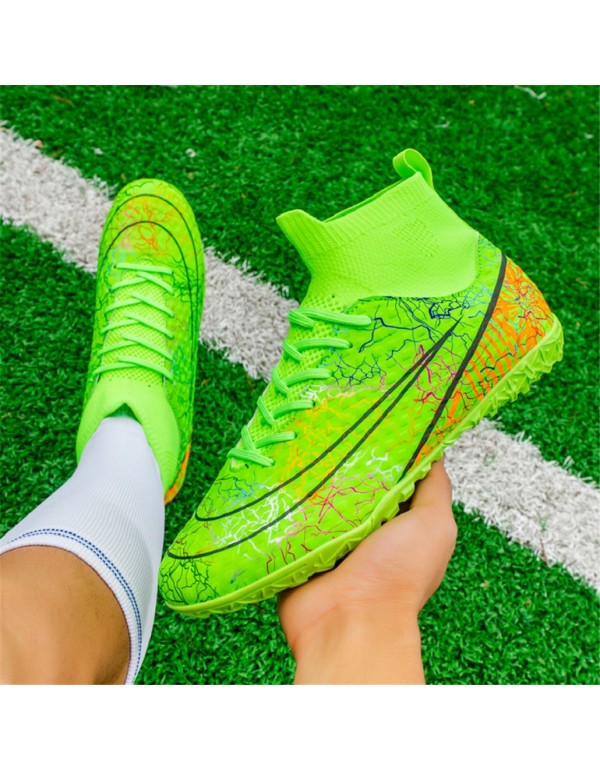 Men Kids Athletic Outdoor Indoor Comfortable Soccer Shoes Boys Football Student Cleats Sneaker Shoes High Gripping Power TF Green