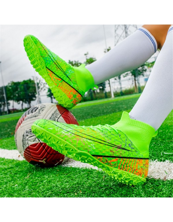 Men Kids Athletic Outdoor Indoor Comfortable Soccer Shoes Boys Football Student Cleats Sneaker Shoes High Gripping Power TF Green