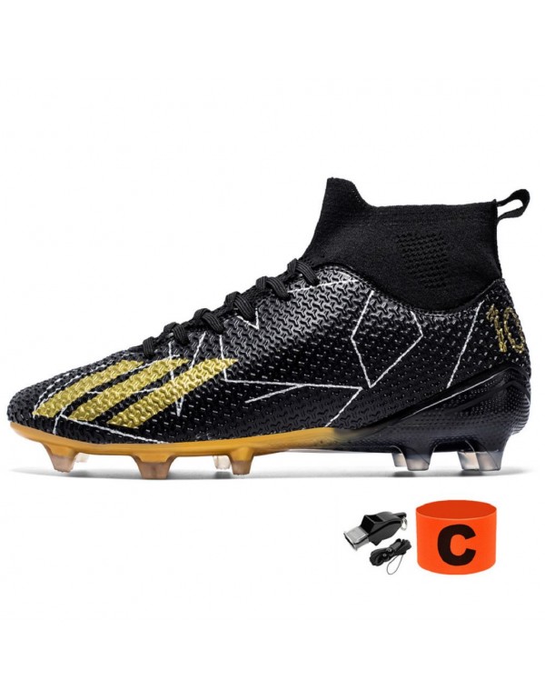 Men Kids's Soccer Cleats Outdoor Football Baseball Lacrosse Softball Rugby Shoes FG Black