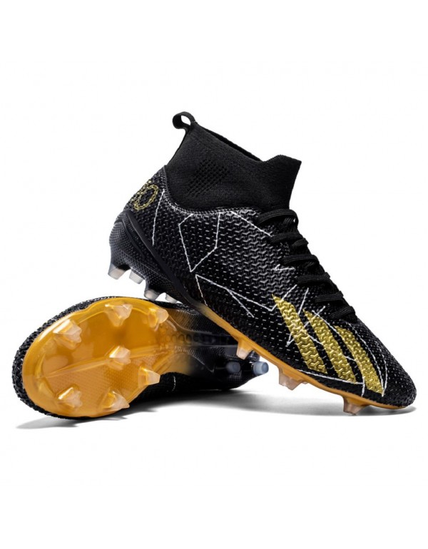 Men Kids's Soccer Cleats Outdoor Football Baseball Lacrosse Softball Rugby Shoes FG Black