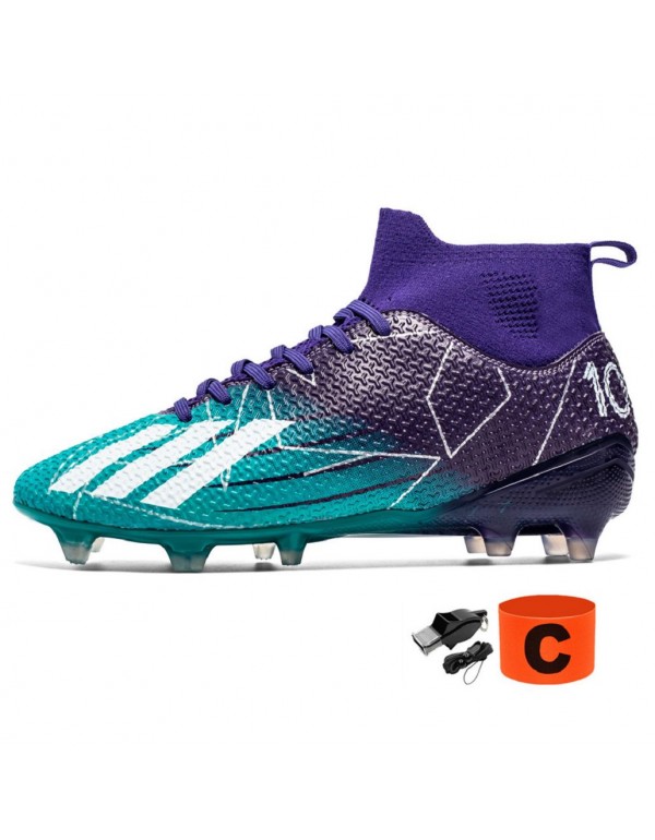 Men Kids's Soccer Cleats Firm Ground Soccer Shoe Professional Training Football Boots Outdoor Indoor Athletic Sneaker FG Purple