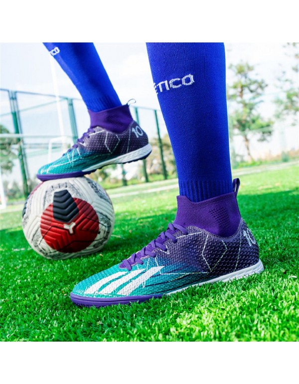 Men Kids's Soccer Shoes Firm Ground Soccer Cleats Adults Athletic Outdoor Indoor Professional Futsal Football Training Sneakers TF Purple