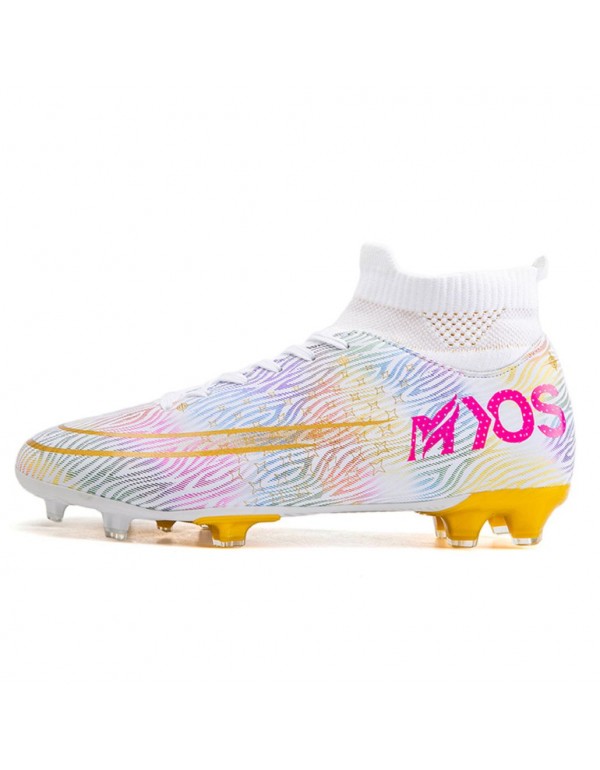 Soccer Cleats Men Kids High Top Women for Football Cleats for Big Boy FG White