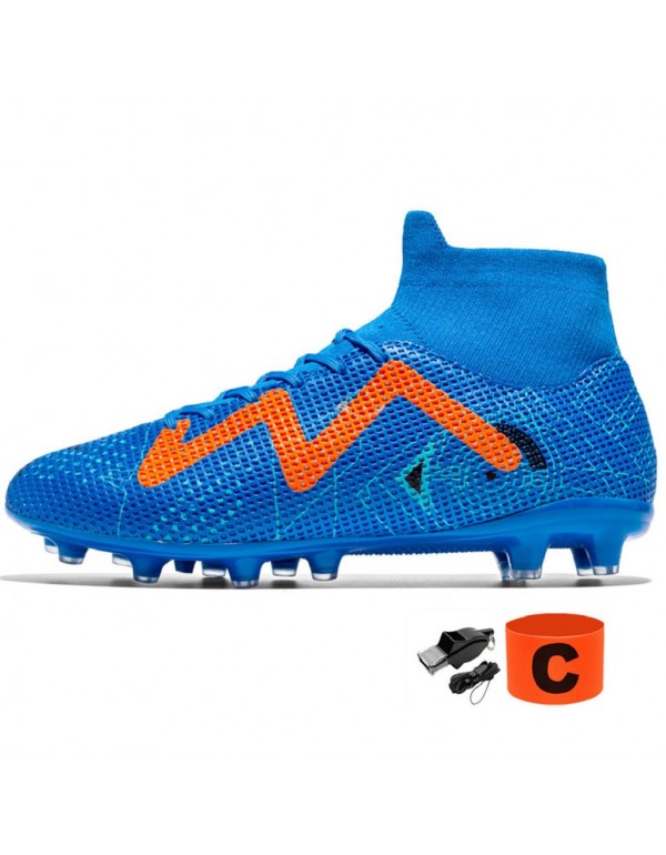 Mens High Top Turf Football Cleats AG Blue