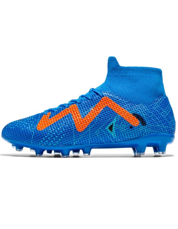 Mens High Top Turf Football Cleats AG Blue