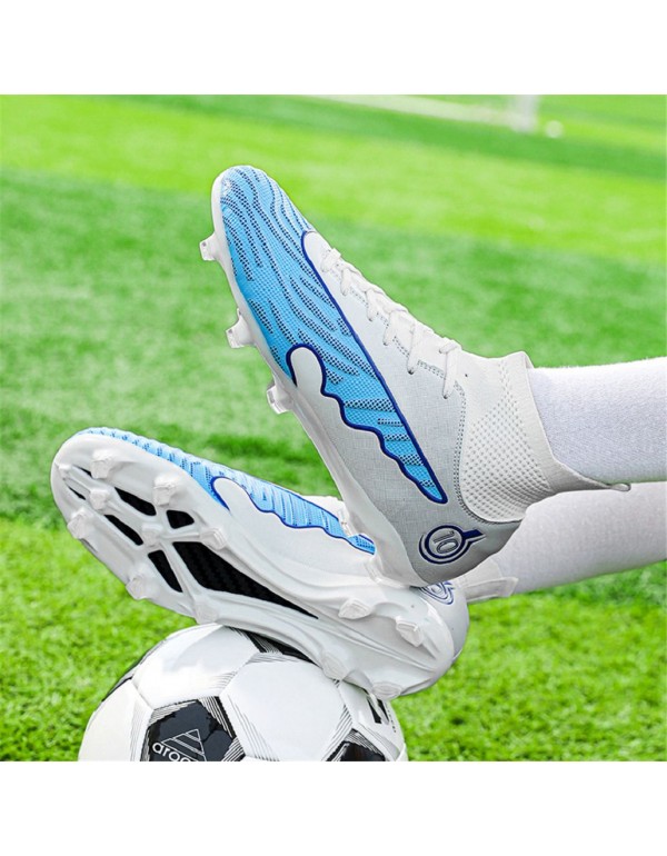 All Season Non Slip High Top Soccer Training Sneakers for Peak Performance FG White